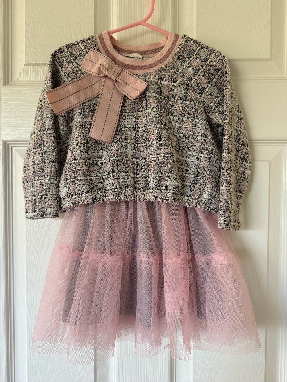 Truly Me Mauve Pink Tweed Knit Top with Tulle Skirt